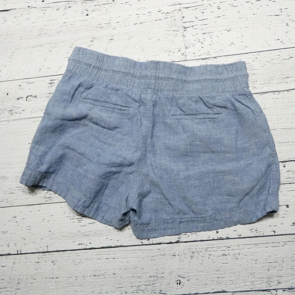 Athleta Shorts Womens 12 Blue Cabo Linen 4 Inch‎ Chambray Drawstring Casual